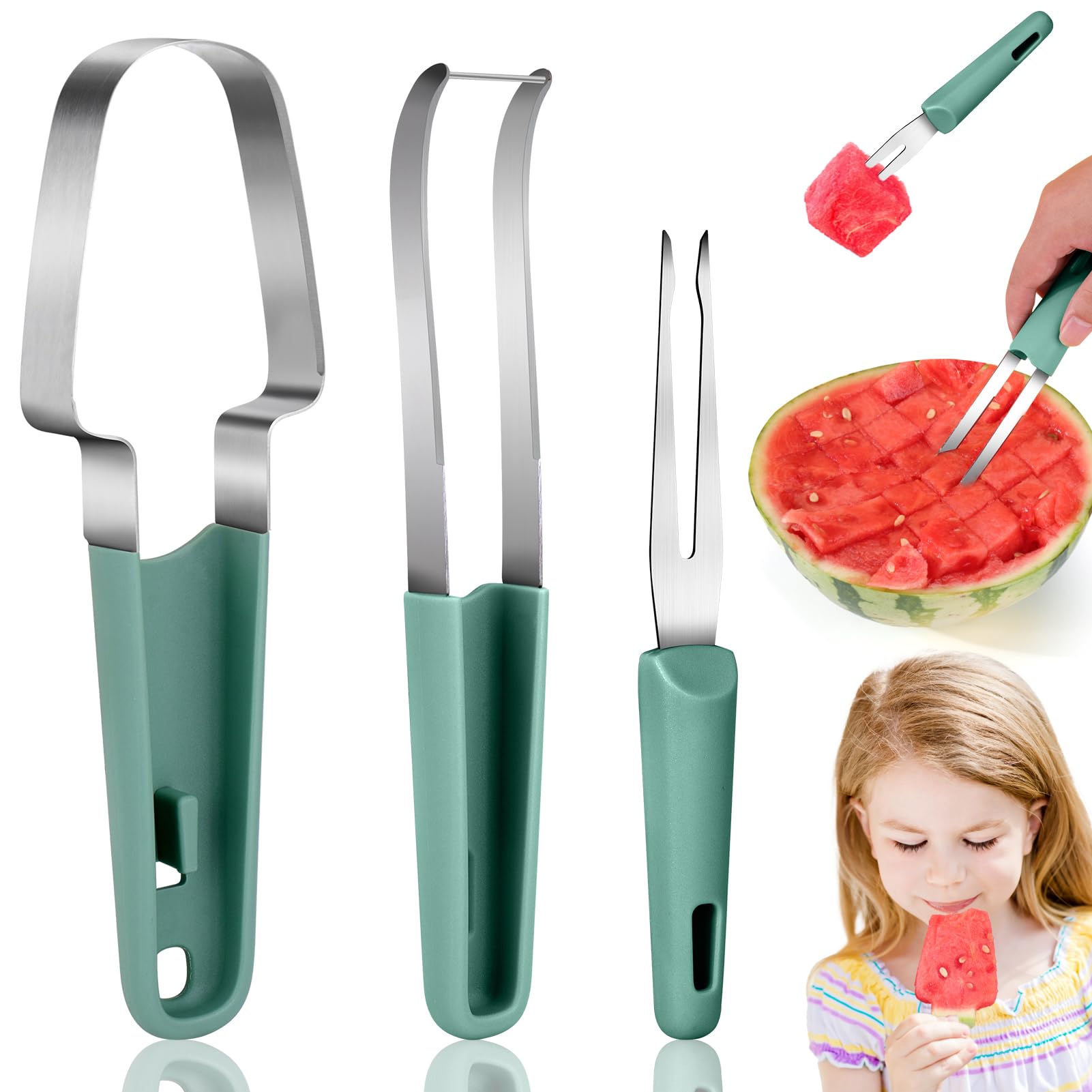 Watermelon Slicer Cutter - Cuchillo y tenedor para cortar sandía