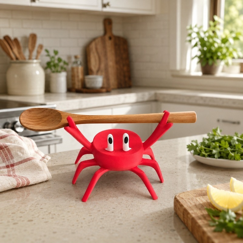Kitchen Gadgets For Gifts - Reposacucharas con Forma de Cangrejo Rojo,