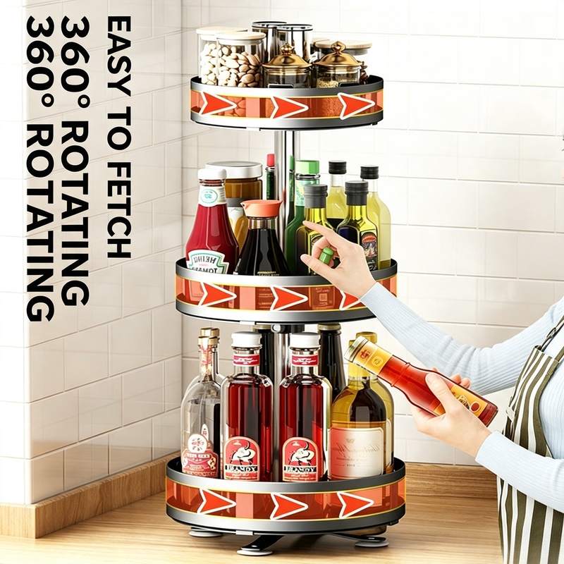 Kitchen Gadgets Storage Ideas - 360 ° Organizador giratorio para especias,